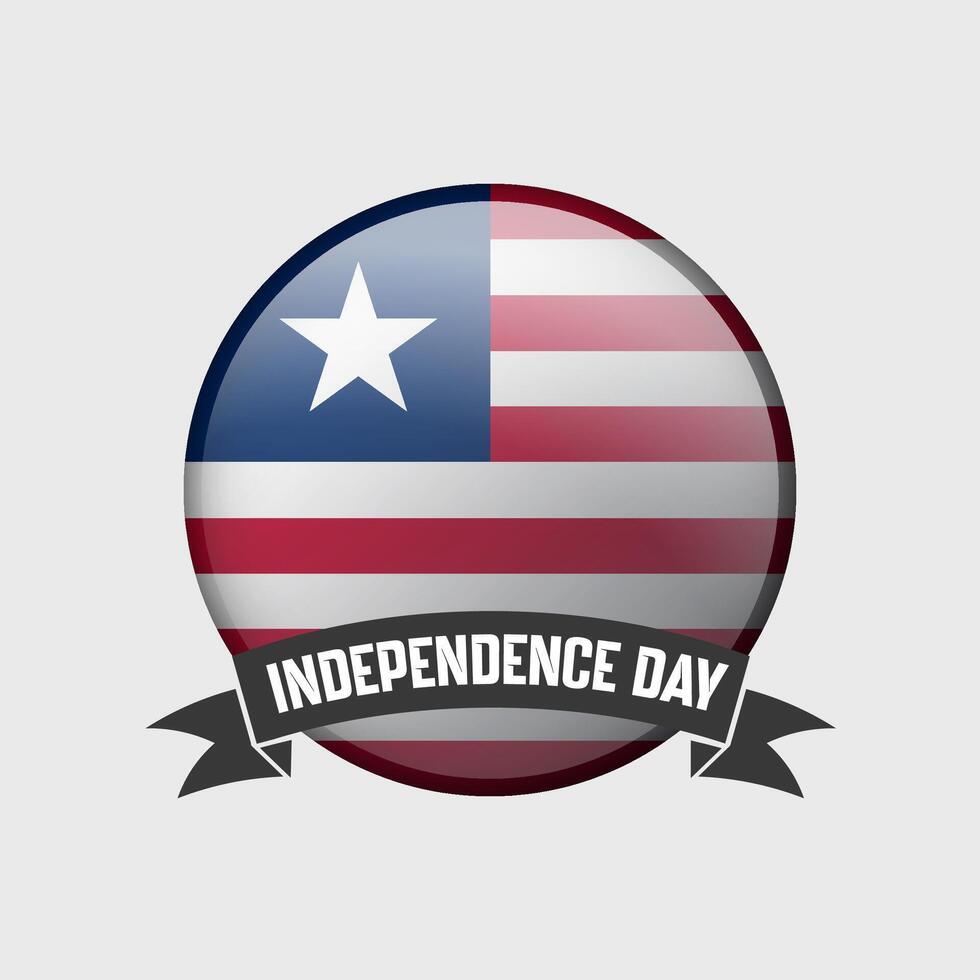 Liberia Round Independence Day Badge vector