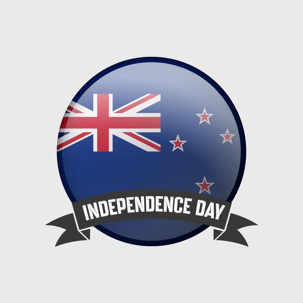 New Zealand Round Independence Day Badge vector