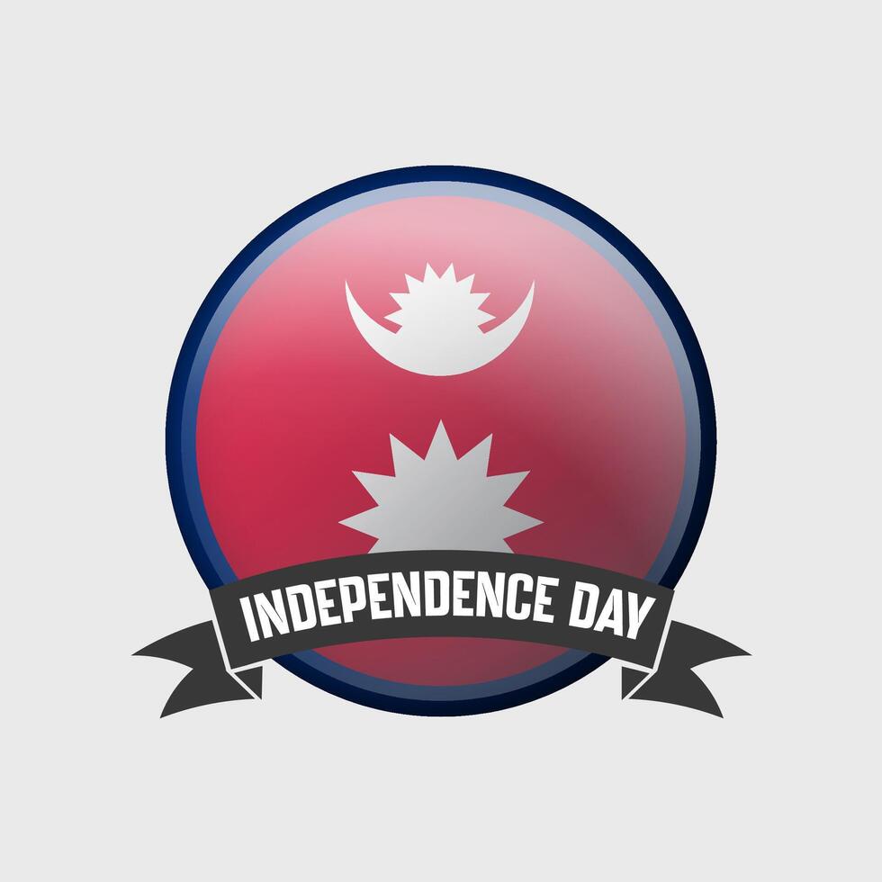 Nepal Round Independence Day Badge vector