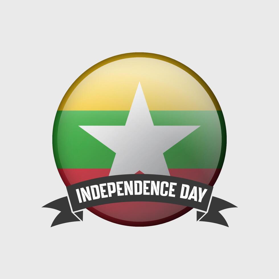 Myanmar Round Independence Day Badge vector