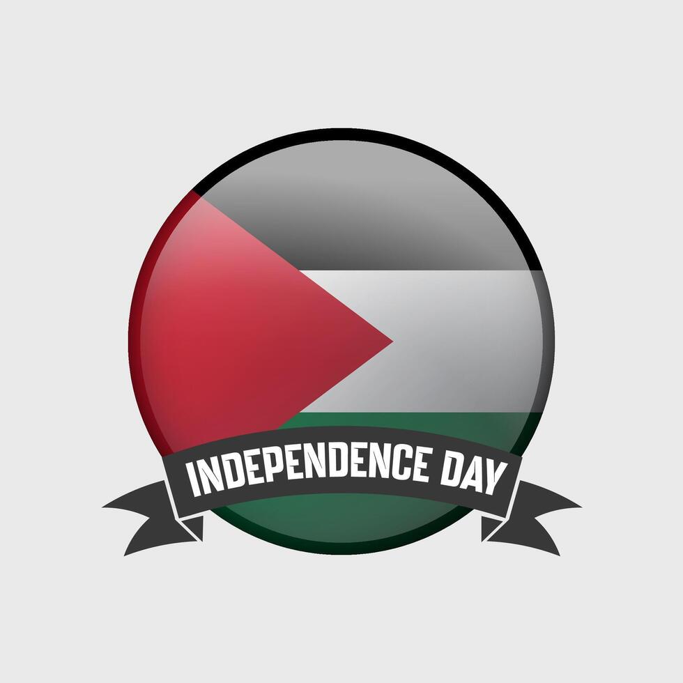 Palestine Round Independence Day Badge vector