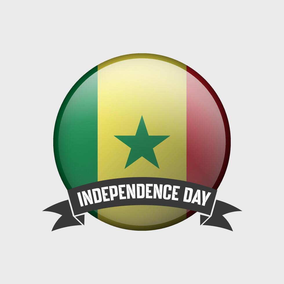 Senegal Round Independence Day Badge vector