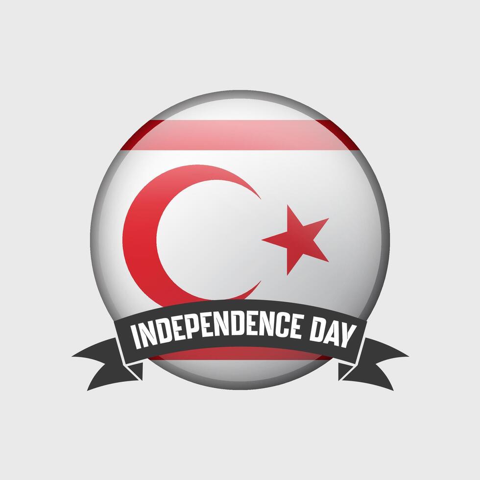 Northern Cyprus Round Independence Day Badge vector