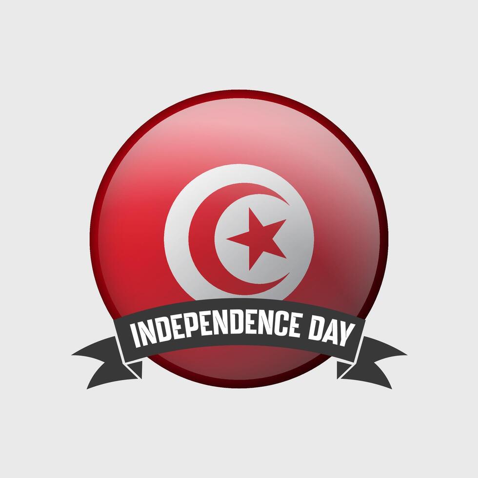 Tunisia Round Independence Day Badge vector