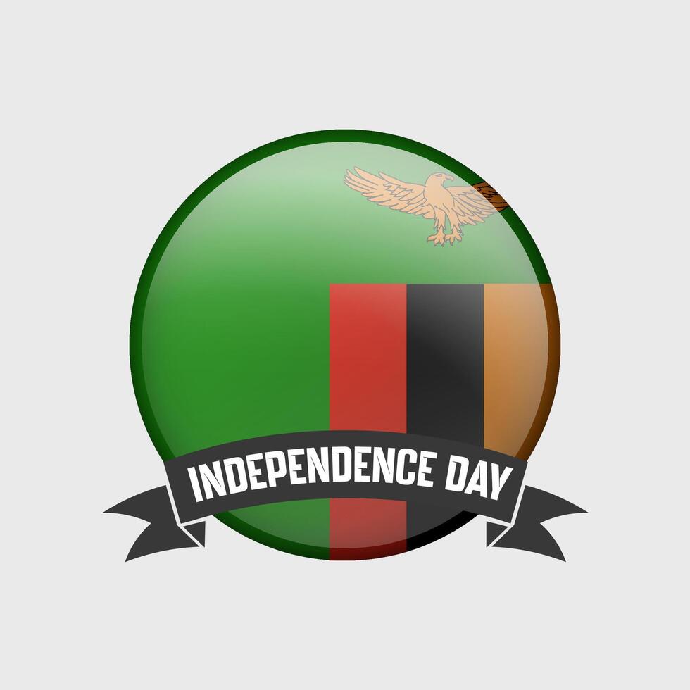 Zambia Round Independence Day Badge vector