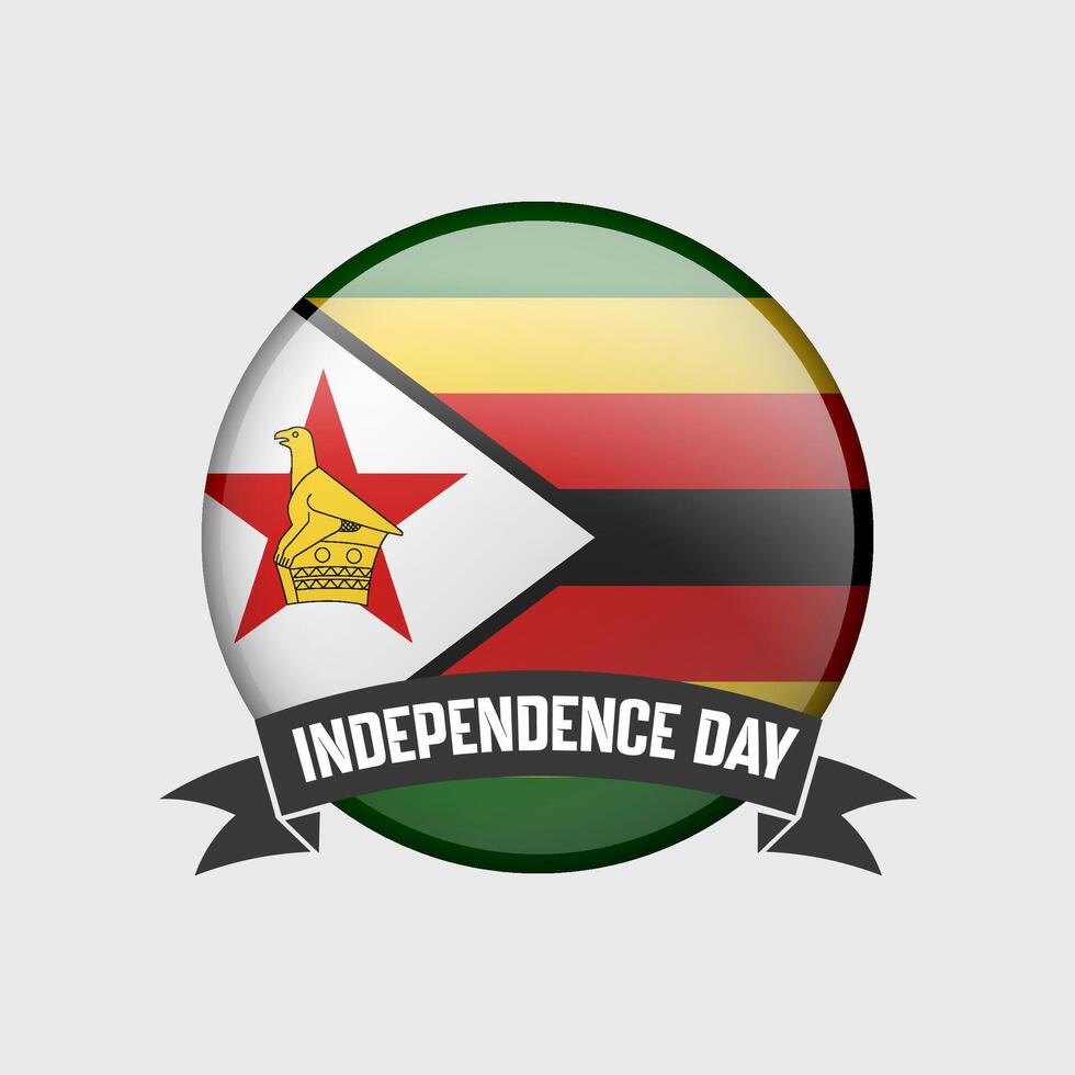 Zimbabwe Round Independence Day Badge vector