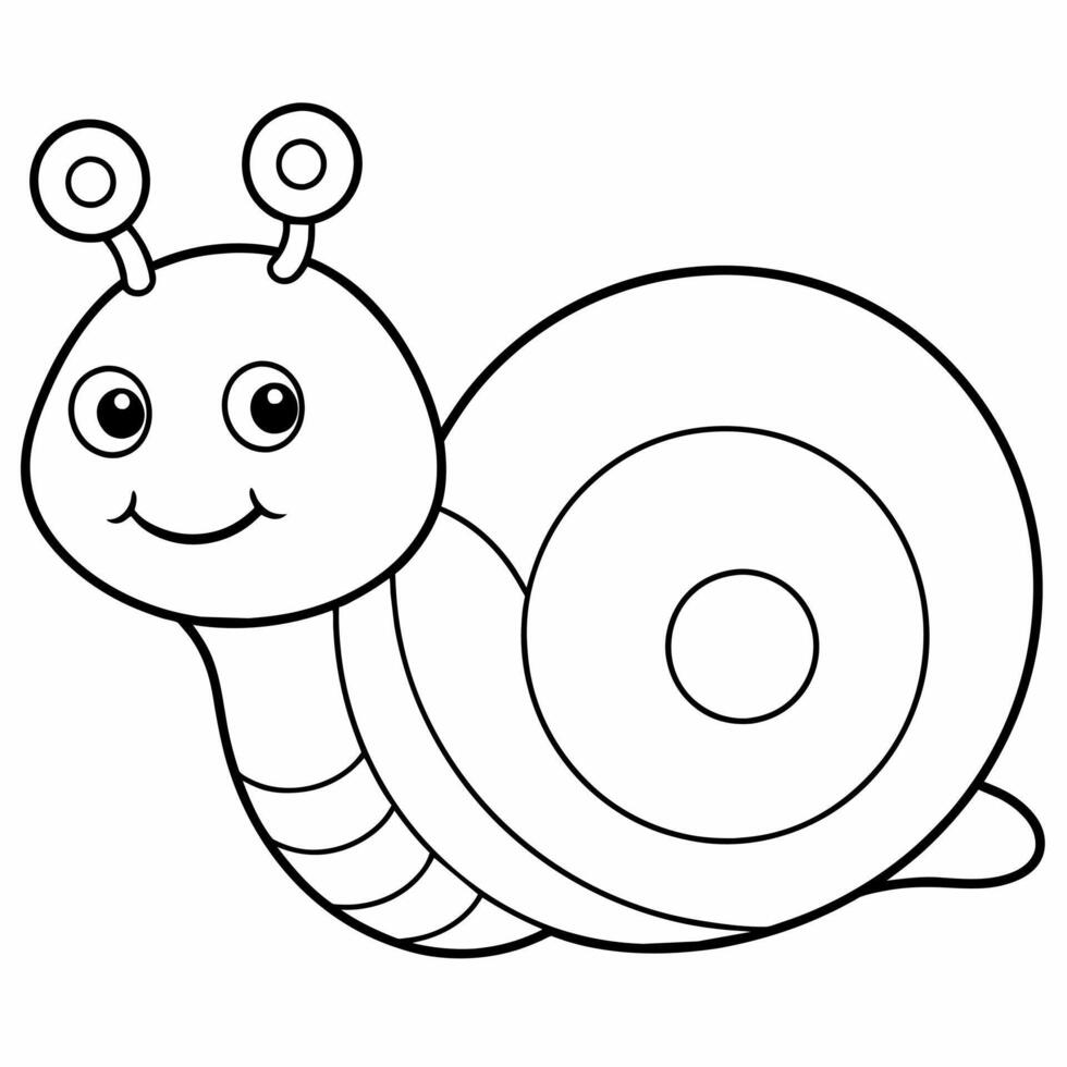 snail black and white vector illustration for coloring book