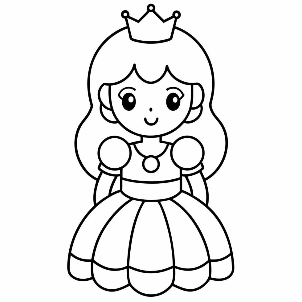 princesa negro y blanco vector ilustración para colorante libro