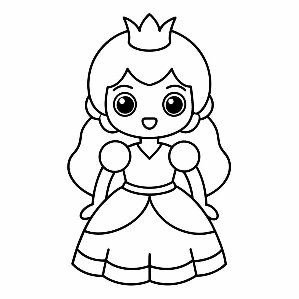 Princess black and white vector illustration for coloring book