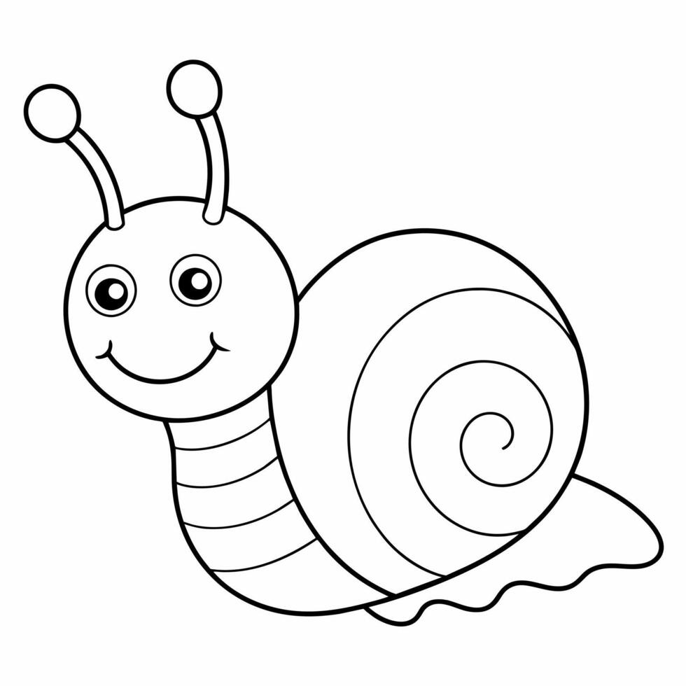snail black and white vector illustration for coloring book