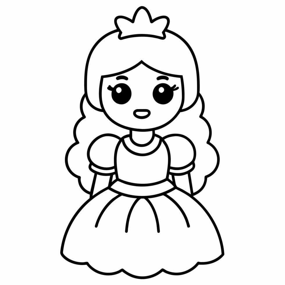 princesa negro y blanco vector ilustración para colorante libro