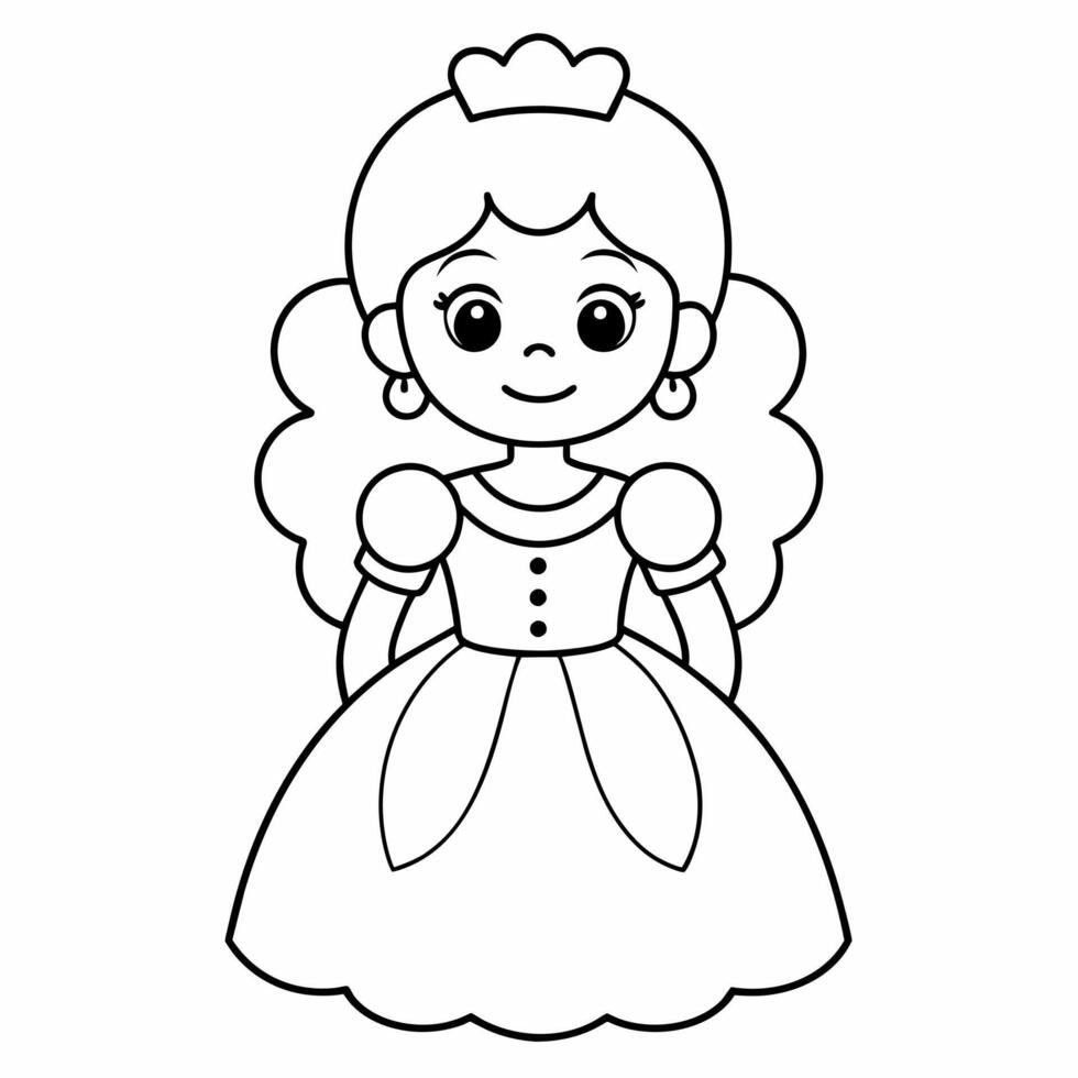 princesa negro y blanco vector ilustración para colorante libro