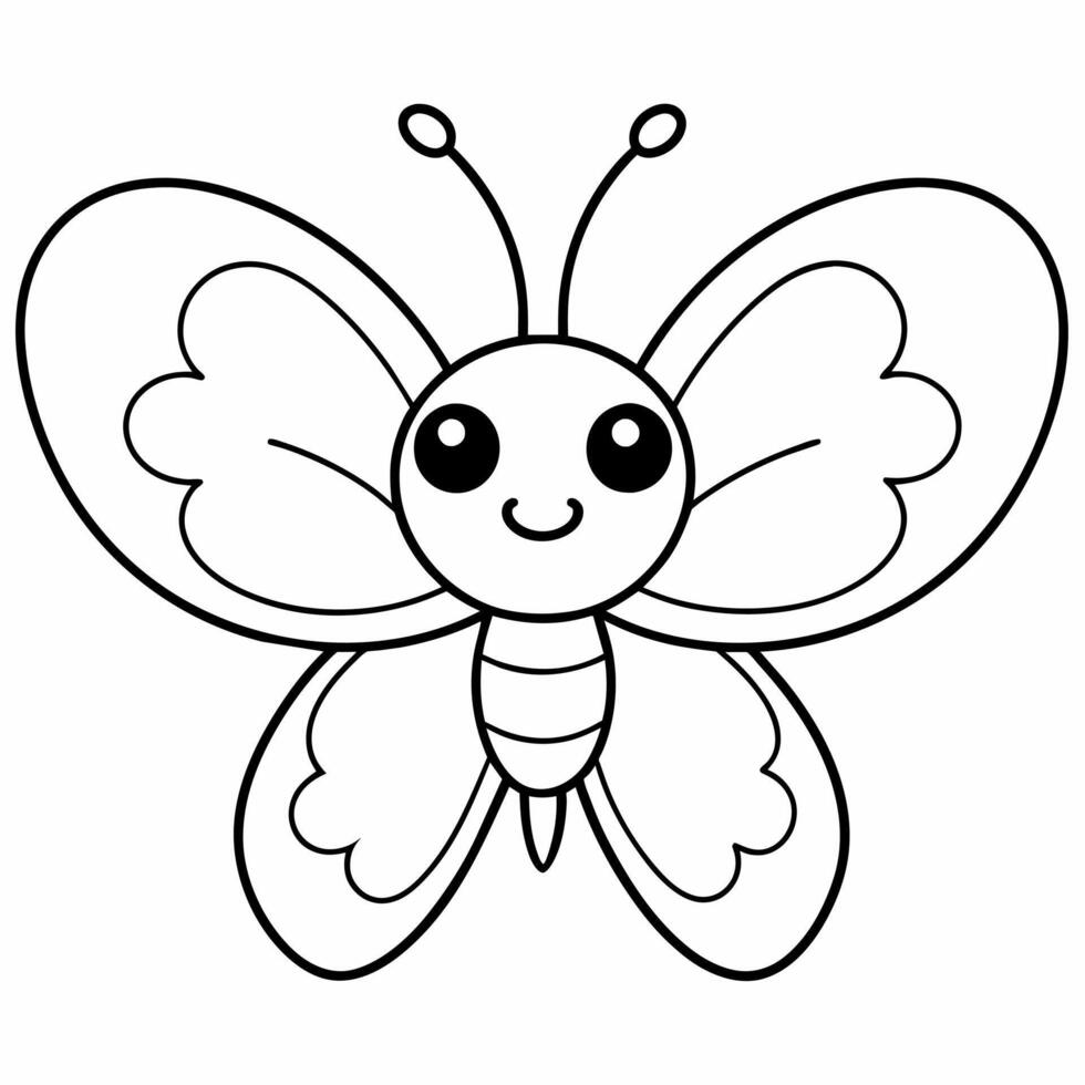 butterfly black and white vector illustration for coloring book