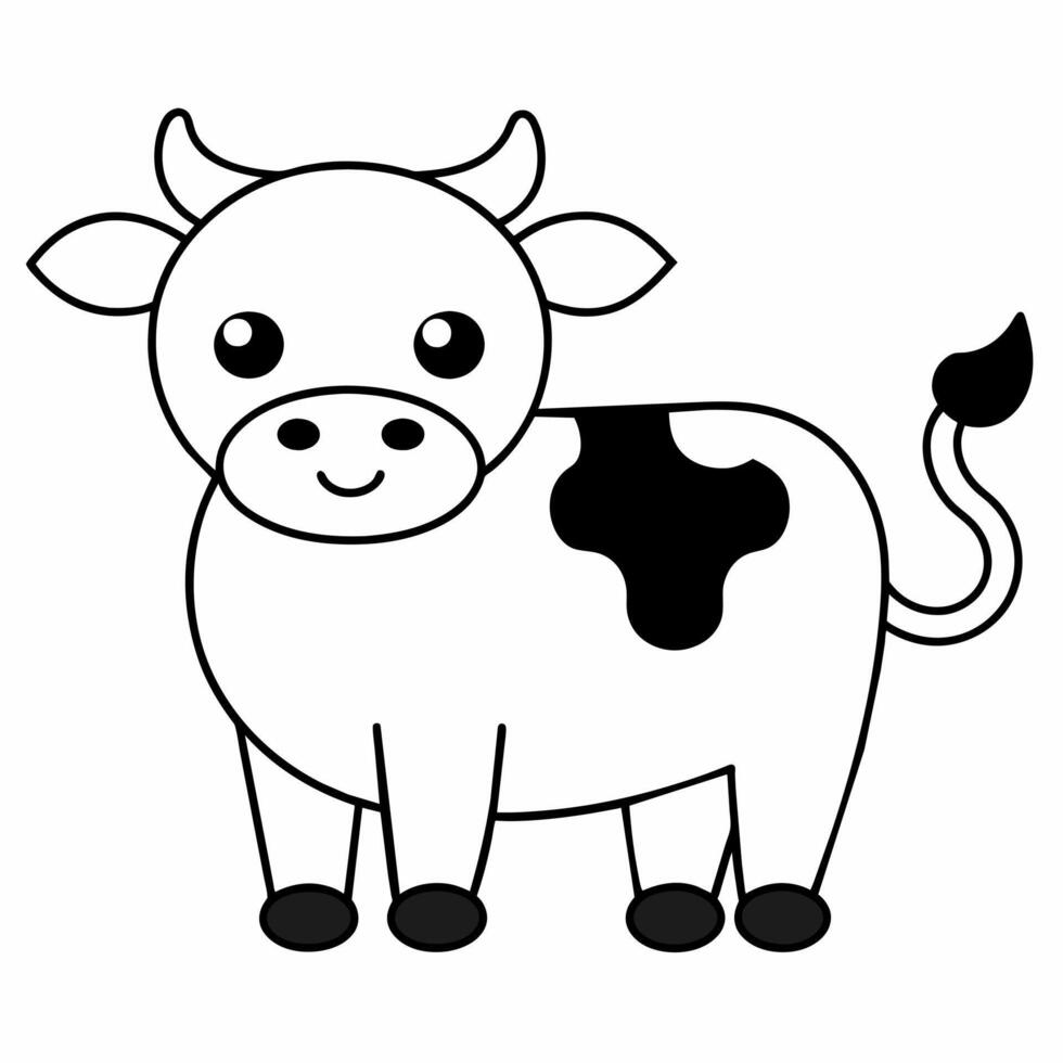 cow black and white vector illustration for coloring book