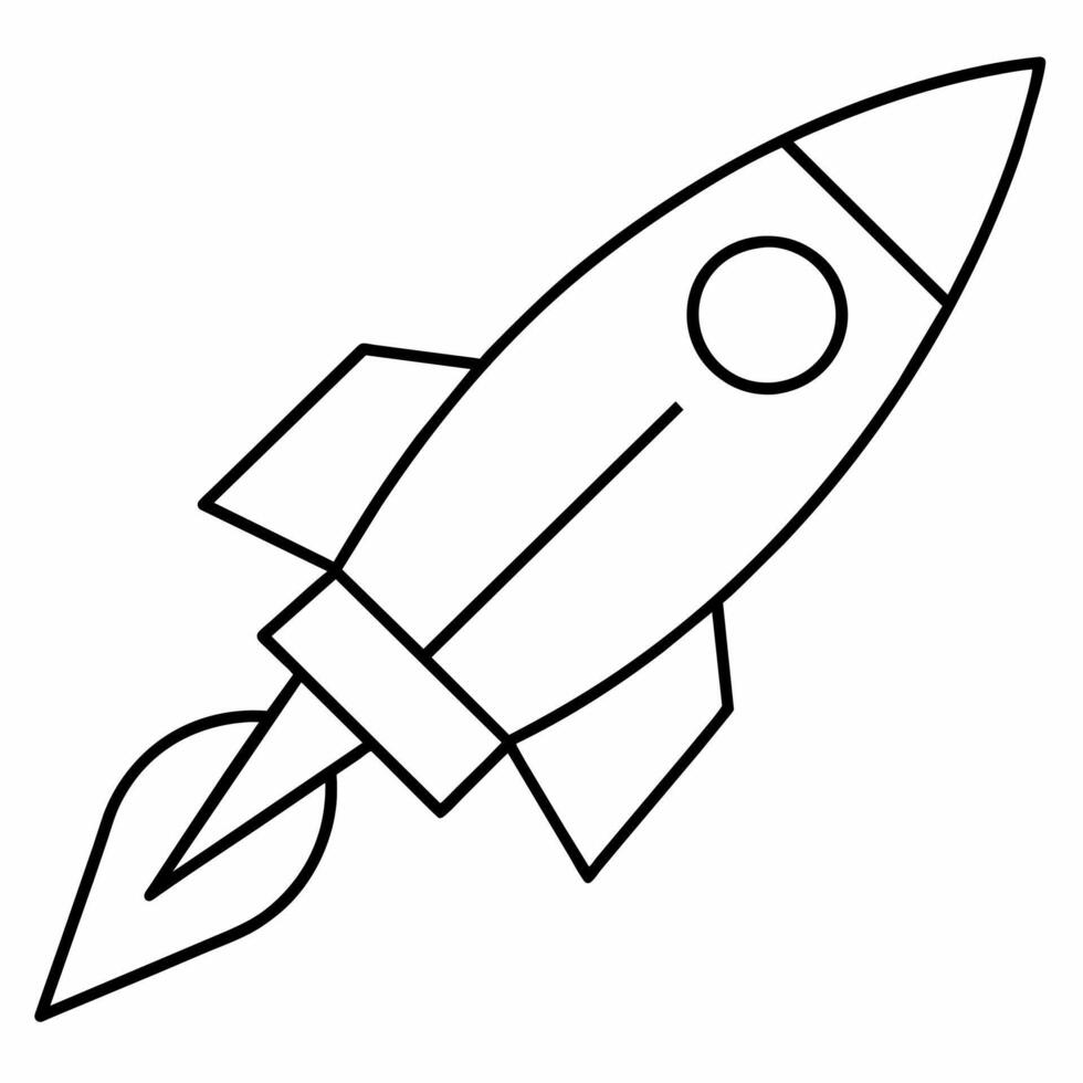 cohete negro y blanco vector ilustración para colorante libro