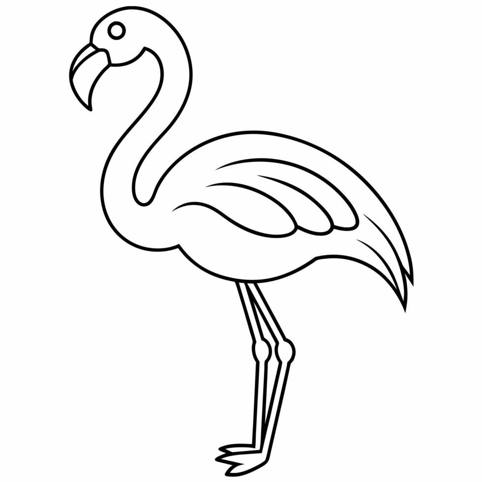 flamingo black and white vector illustration for coloring book
