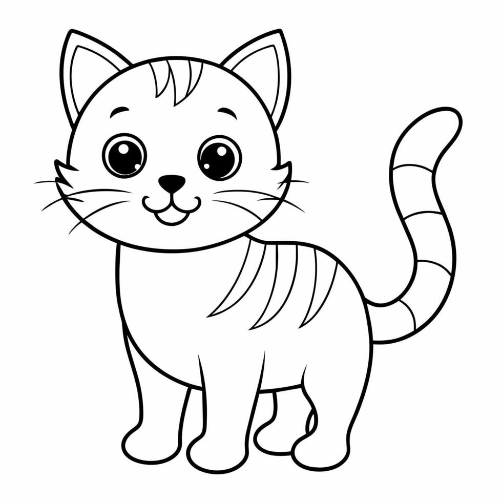 cat black and white vector illustration for coloring book