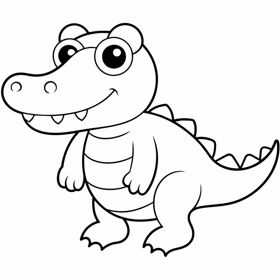 crocodile black and white vector illustration for coloring book