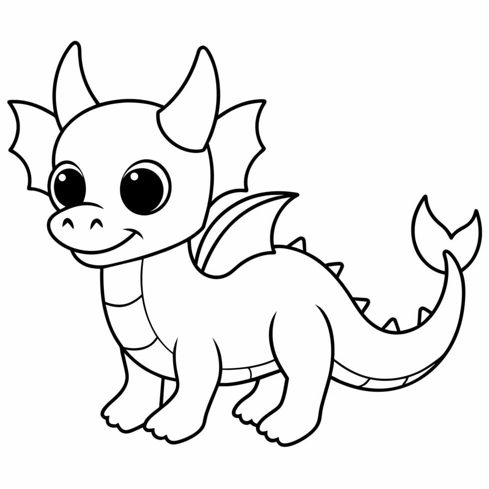 dragon black and white vector illustration for coloring book