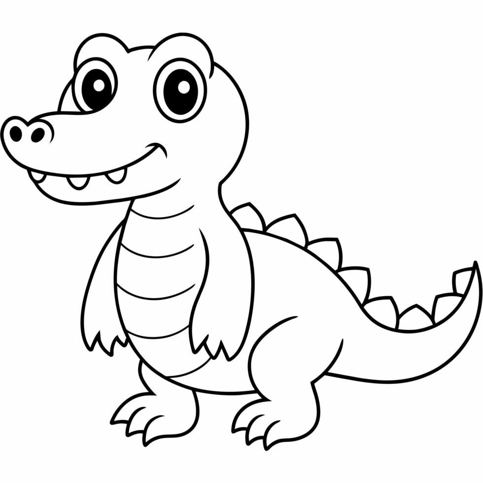 crocodile black and white vector illustration for coloring book