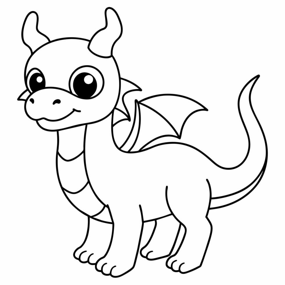 dragon black and white vector illustration for coloring book