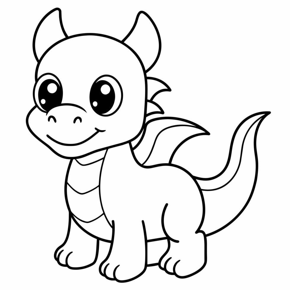 dragon black and white vector illustration for coloring book