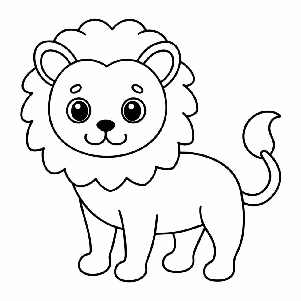 lion black and white vector illustration for coloring book