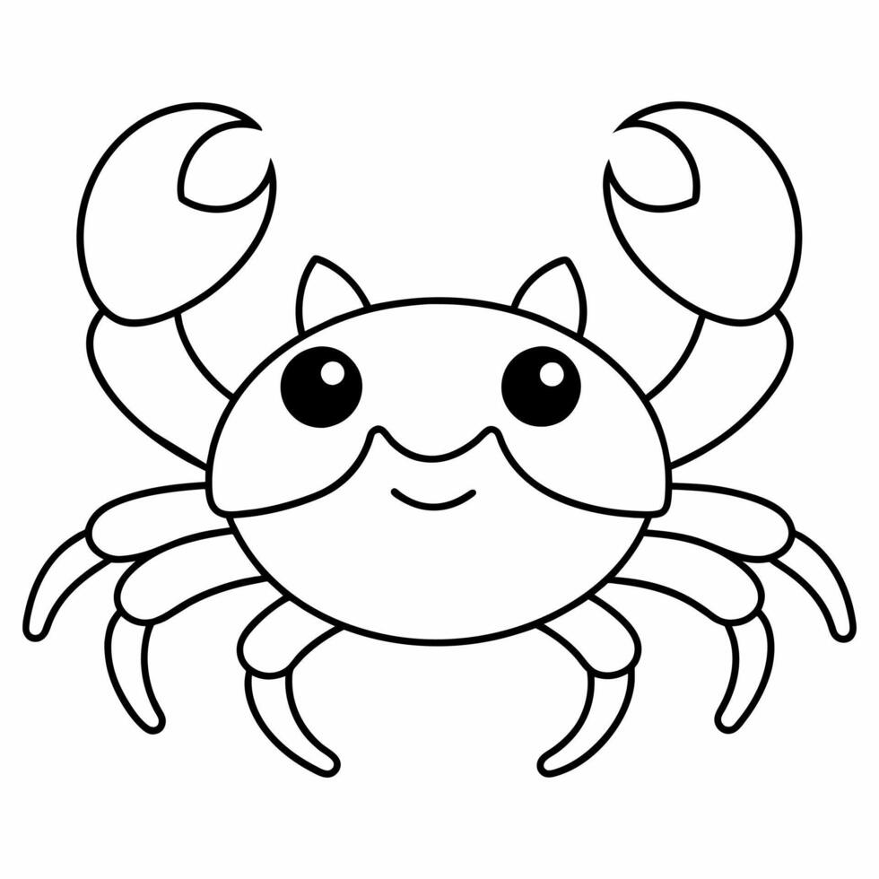 A coloring book that shows a simple drawing of a crab. vector