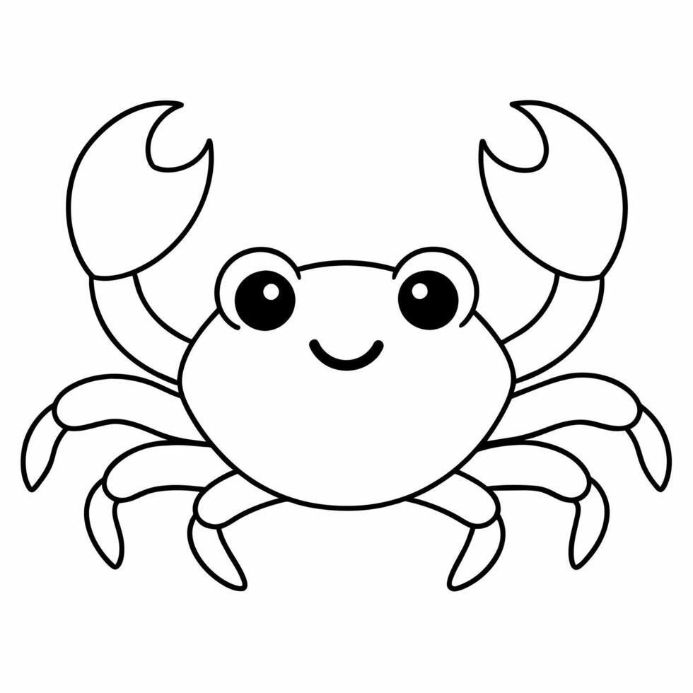 un colorante libro ese muestra un sencillo dibujo de un cangrejo. vector