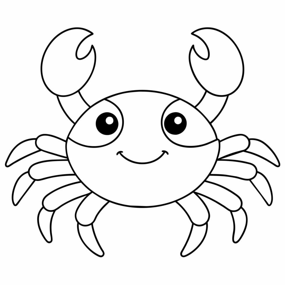 A coloring book that shows a simple drawing of a crab. vector