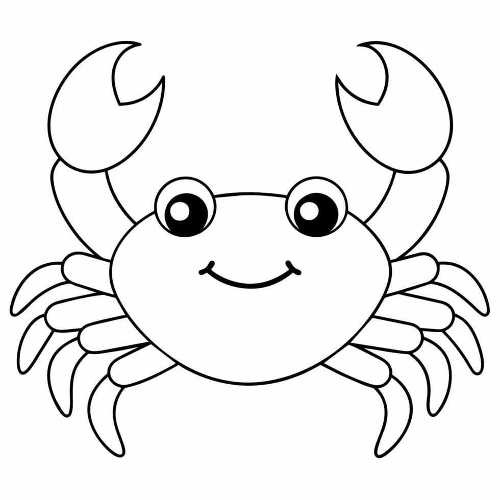 A coloring book that shows a simple drawing of a crab. vector