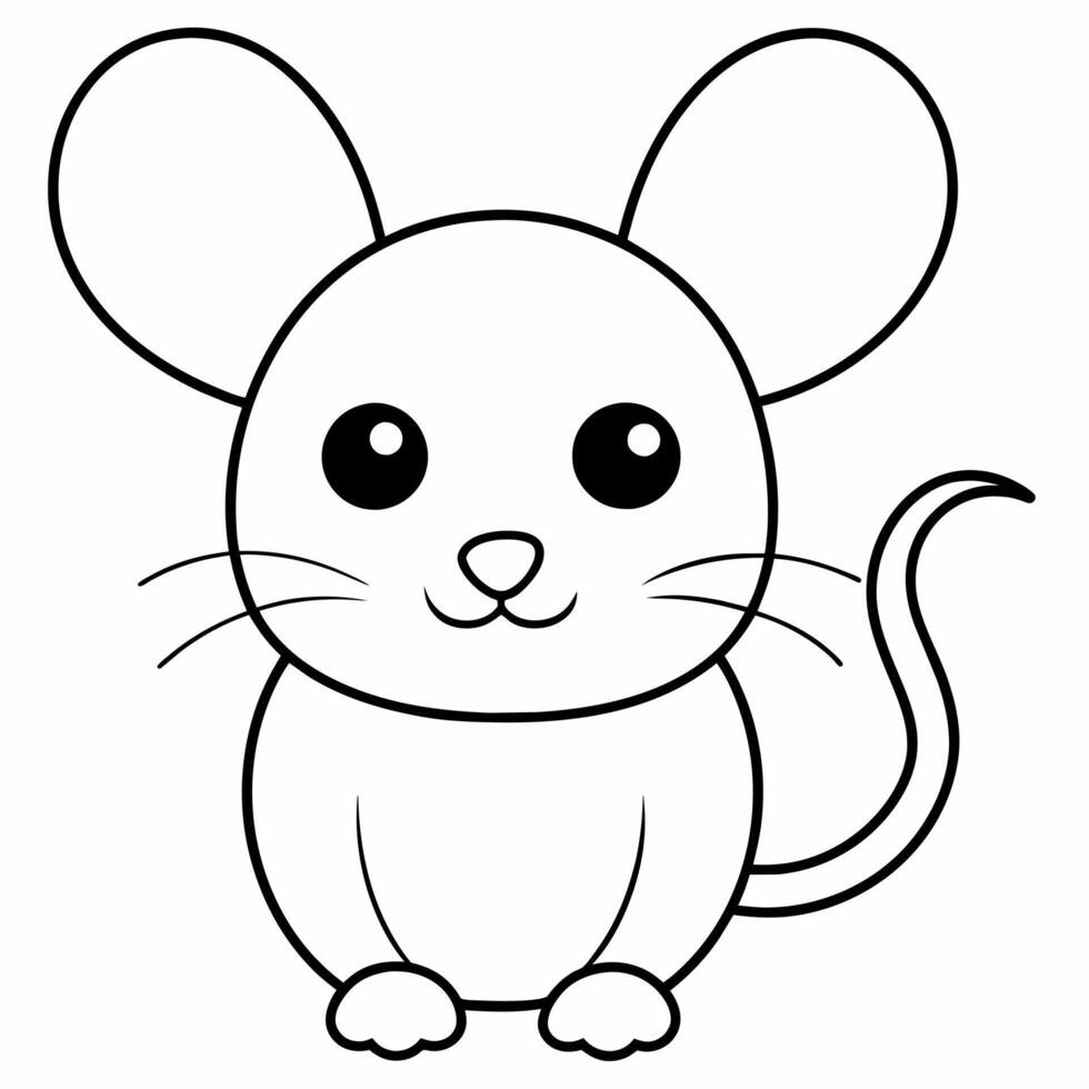 Mouse coloring book page vector