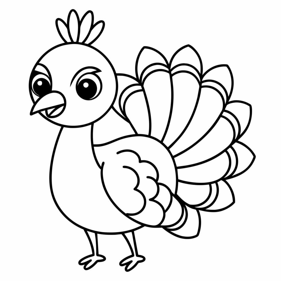 colorante libro página de un pavo real. vector