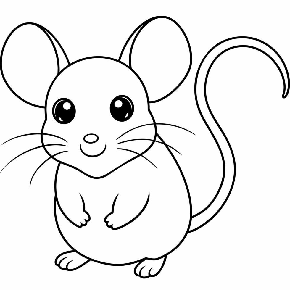 Mouse coloring book page vector