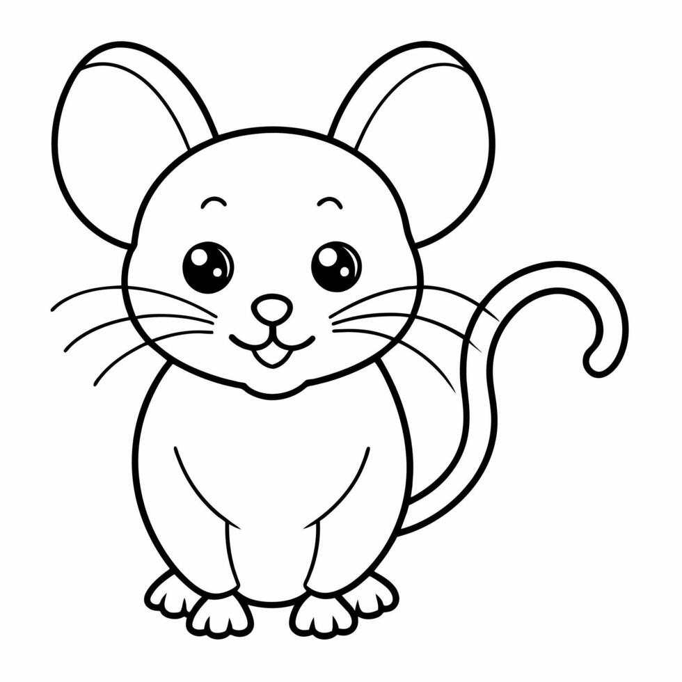 Mouse coloring book page vector