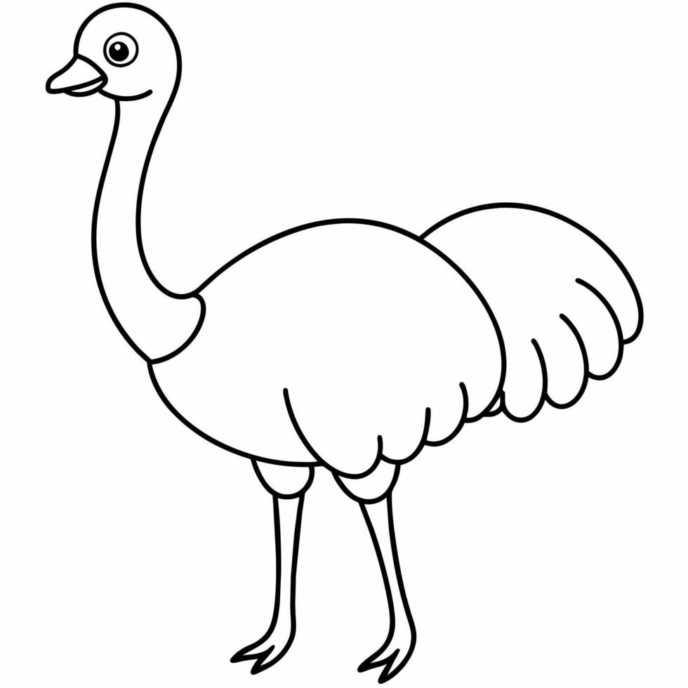 A coloring book that shows the drawing of an ostrich. vector