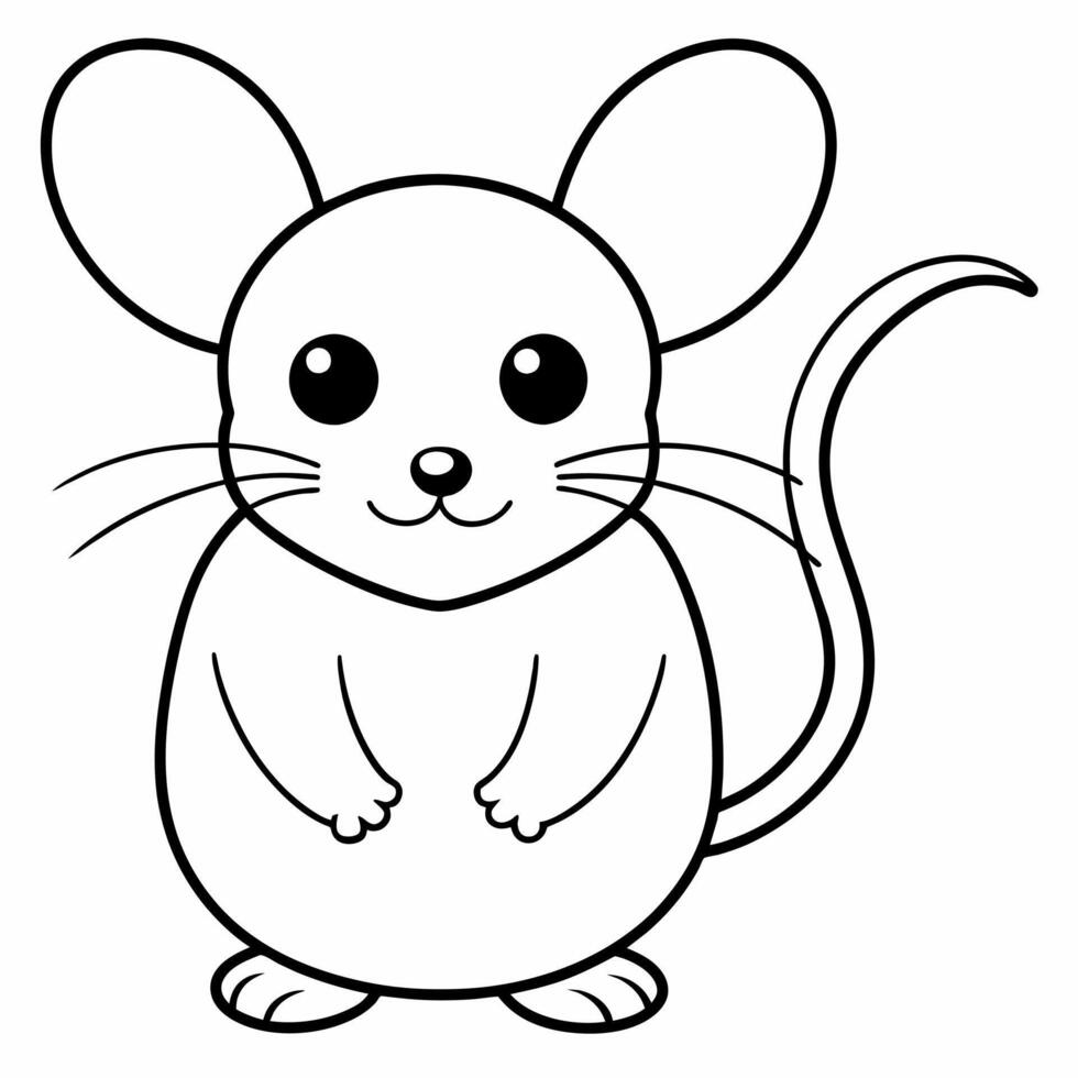 Mouse coloring book page vector