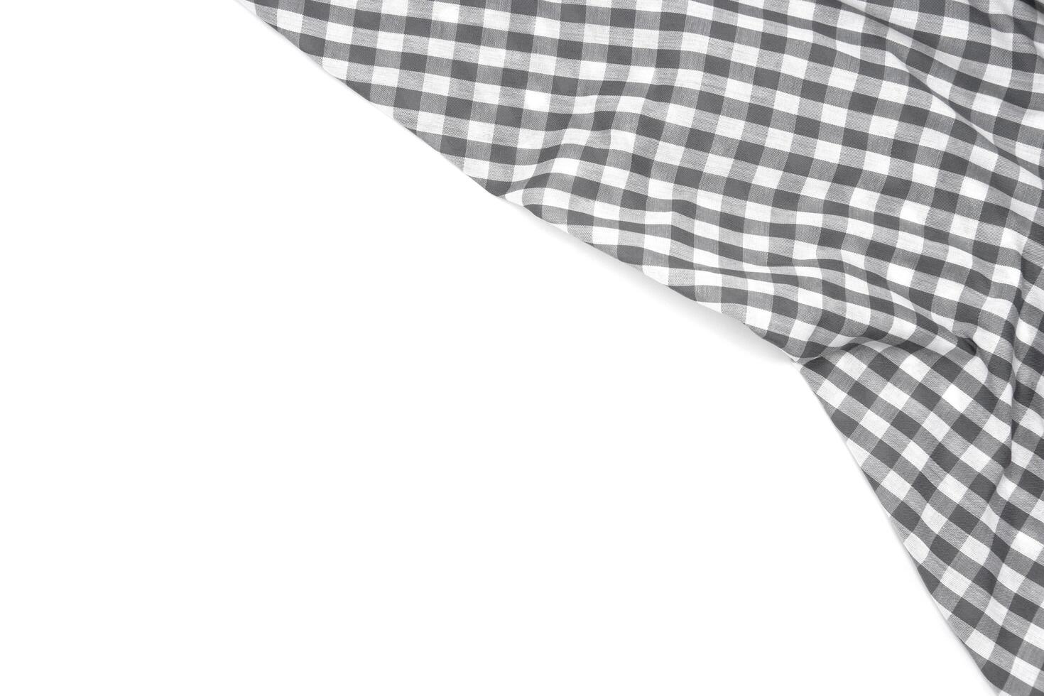 Wrinkled grey gingham fabric with copy space. photo