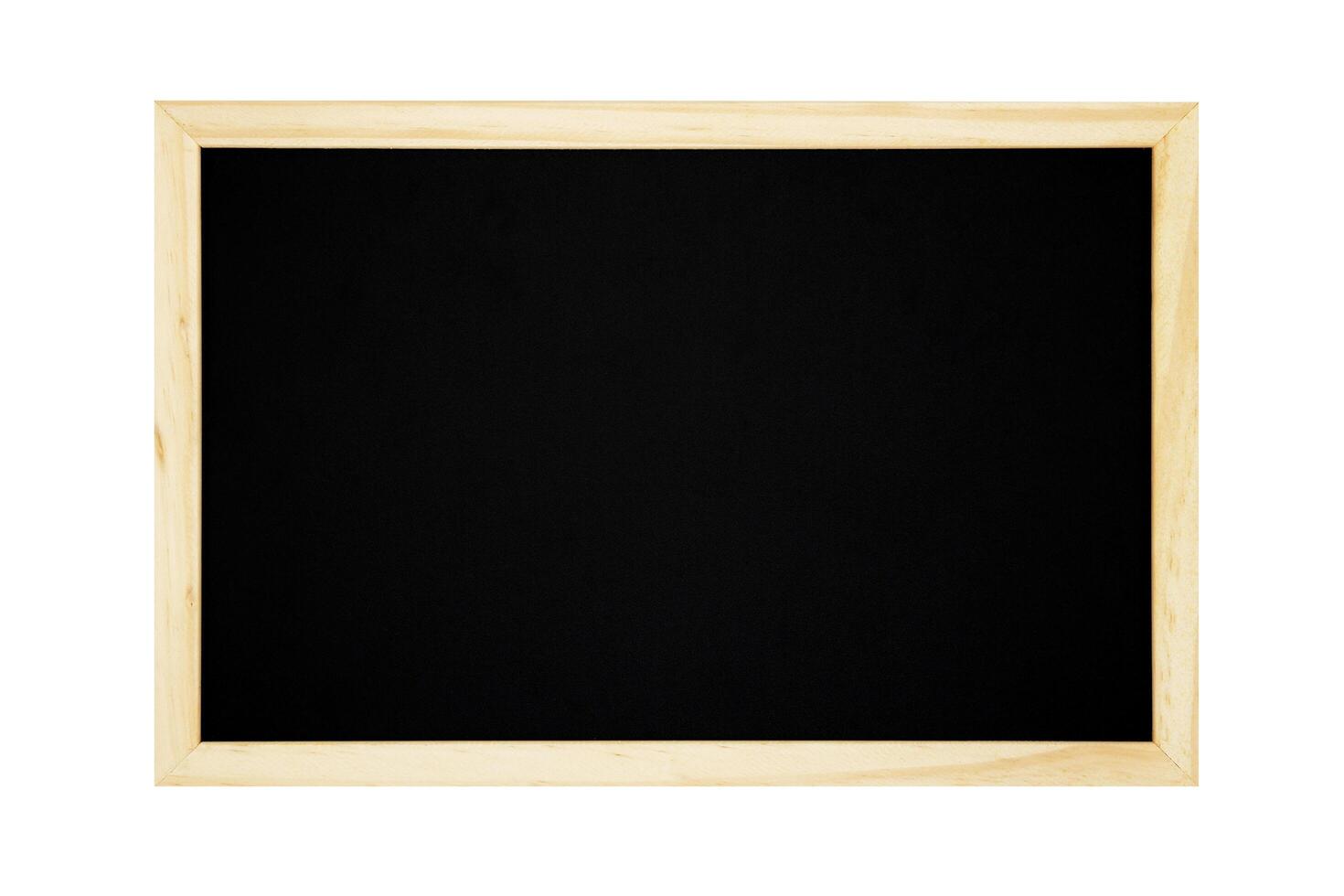 Blank chalkboard on white wood plank background. photo