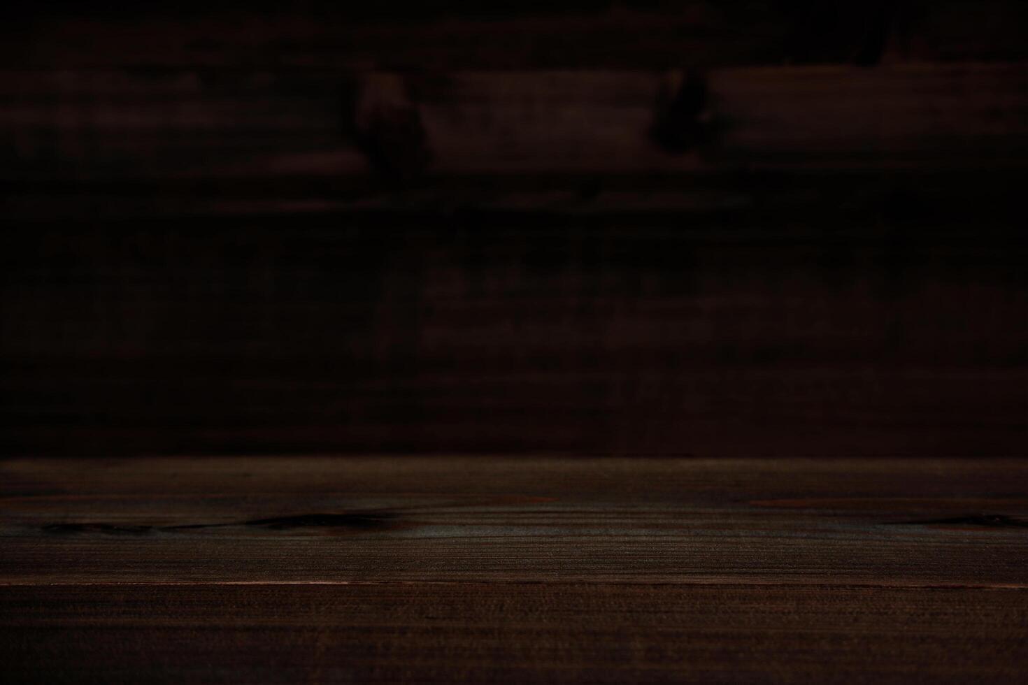 Rustic Dark Brown Wooden Table, Product Display Background. photo