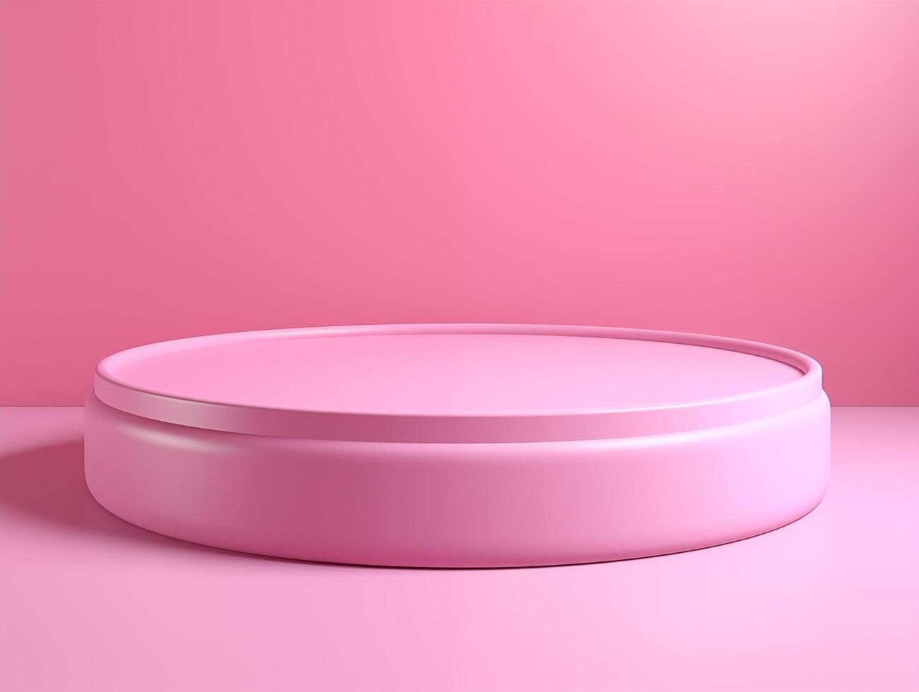 AI generated 3d rendering of empty round pink podium product presentation photo