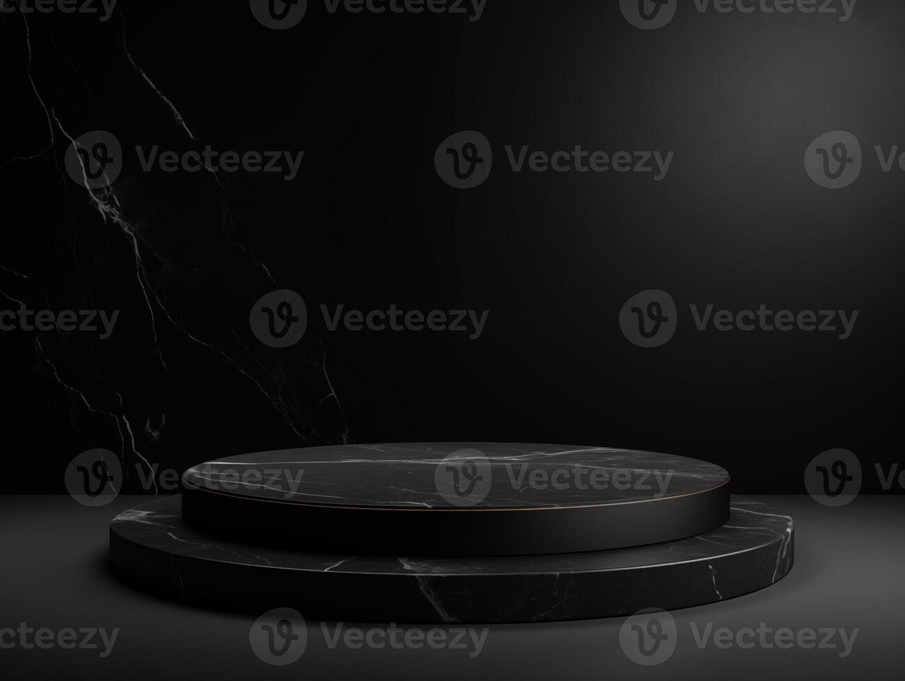 AI generated 3D rendering of empty round marble podium for product presentation photo