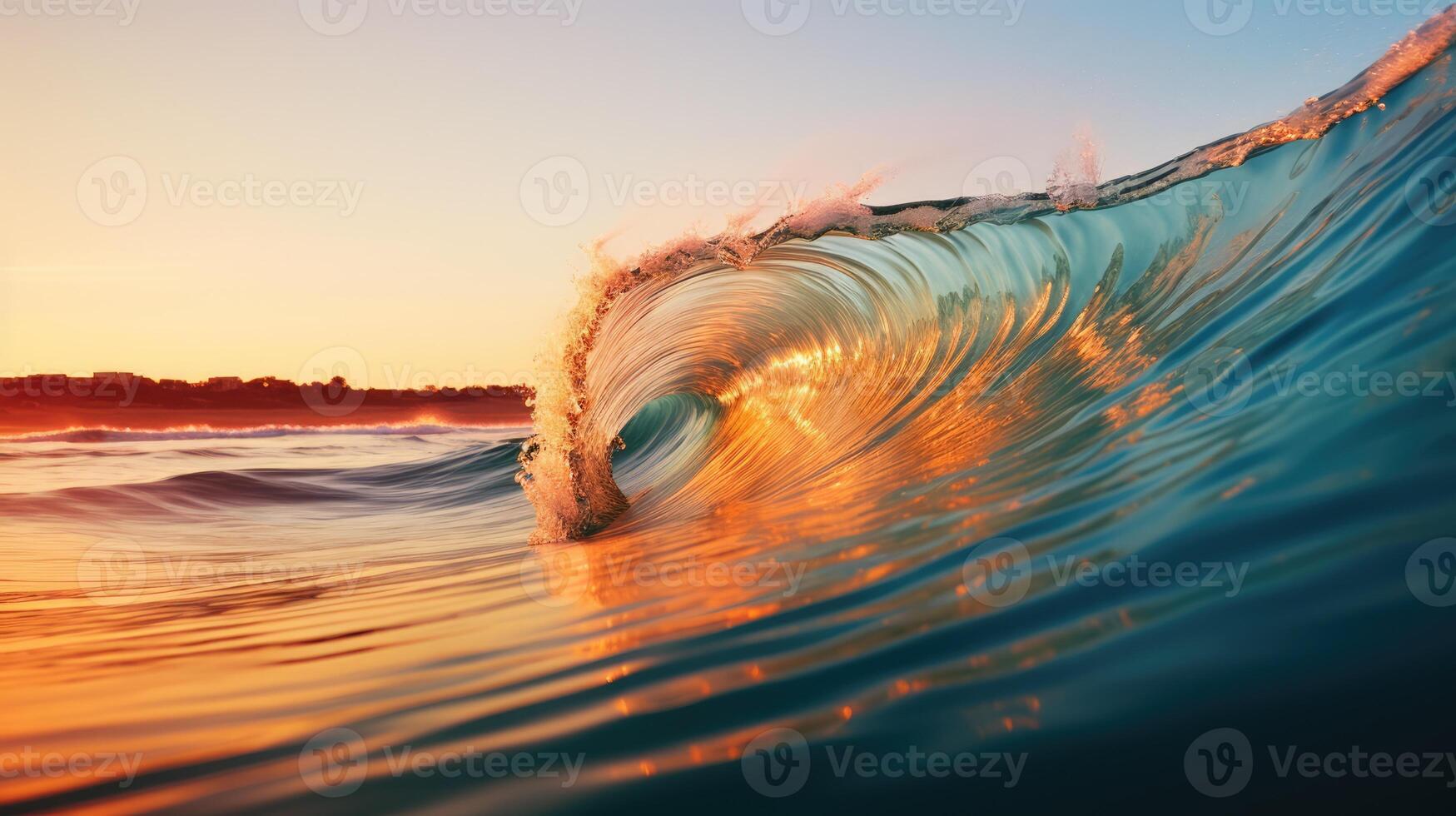 AI generated Huge wave breaking with a lot of spray and splash photo