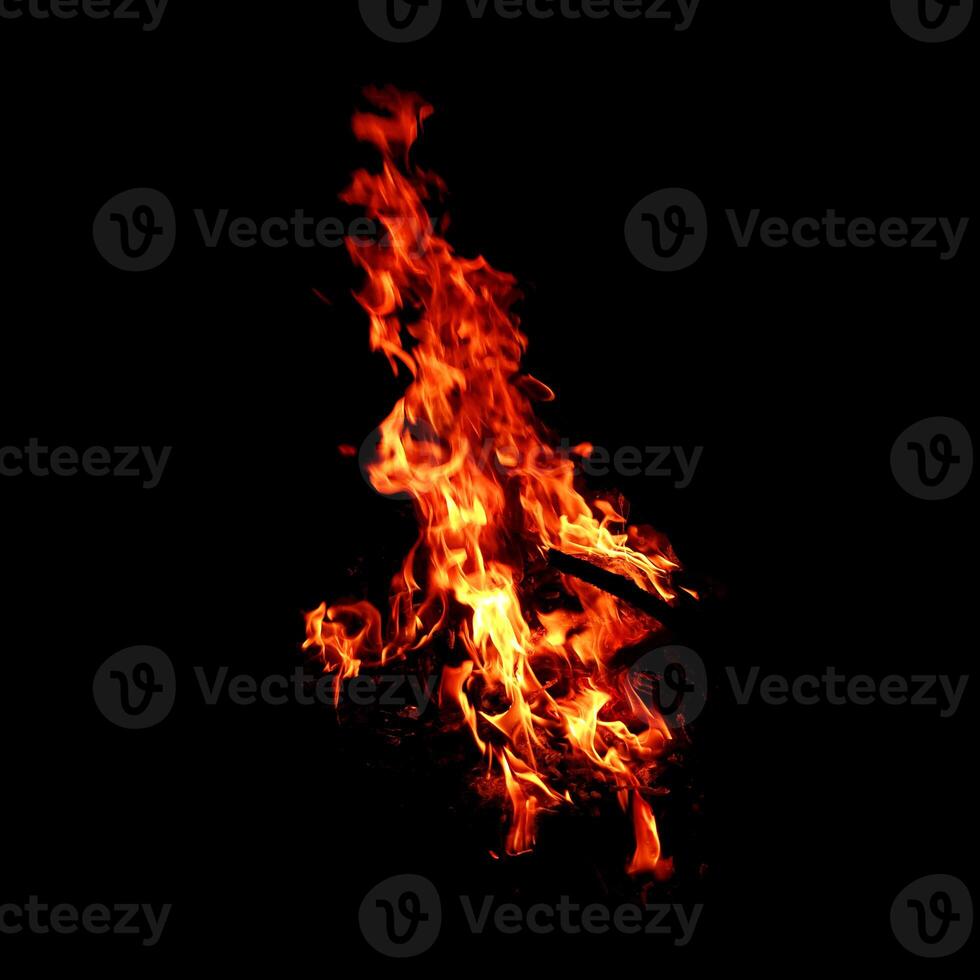 Fire of flame burning isolated on dark background for graphic design purpose photo