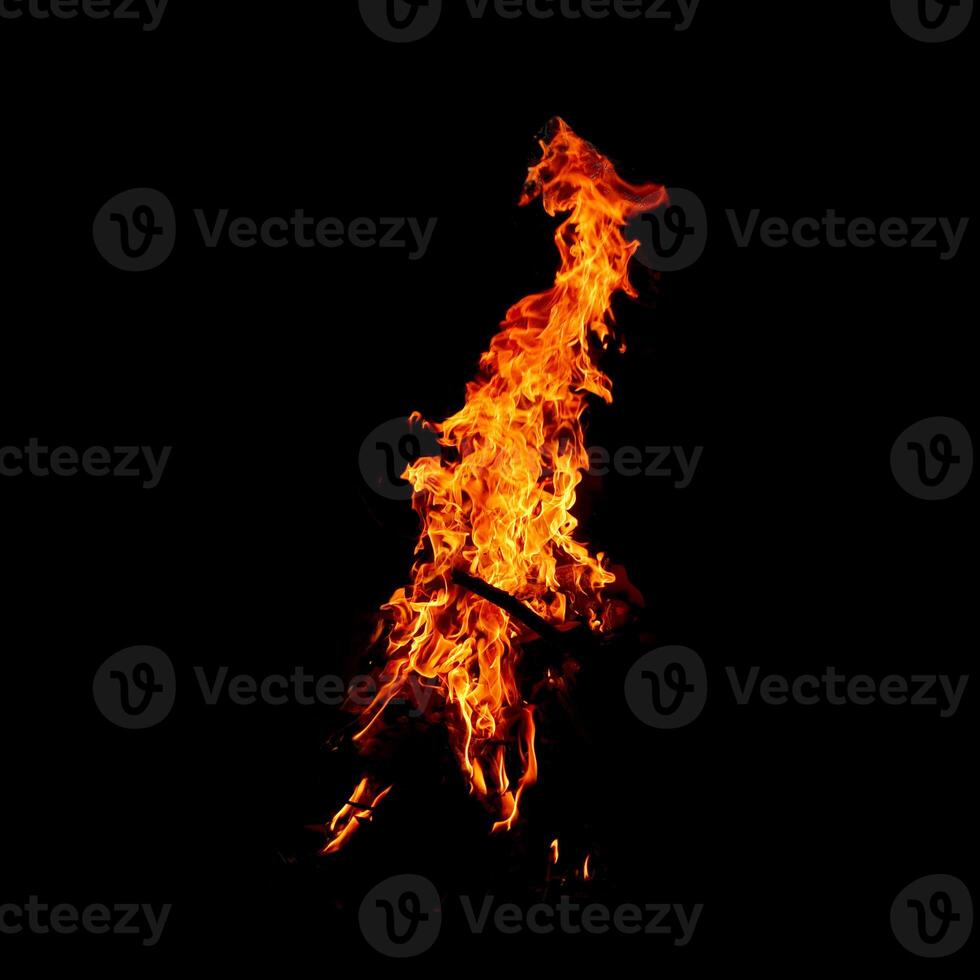 Fire of flame burning isolated on dark background for graphic design purpose photo