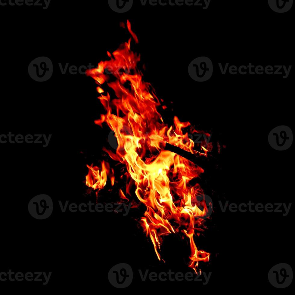 Fire of flame burning isolated on dark background for graphic design purpose photo