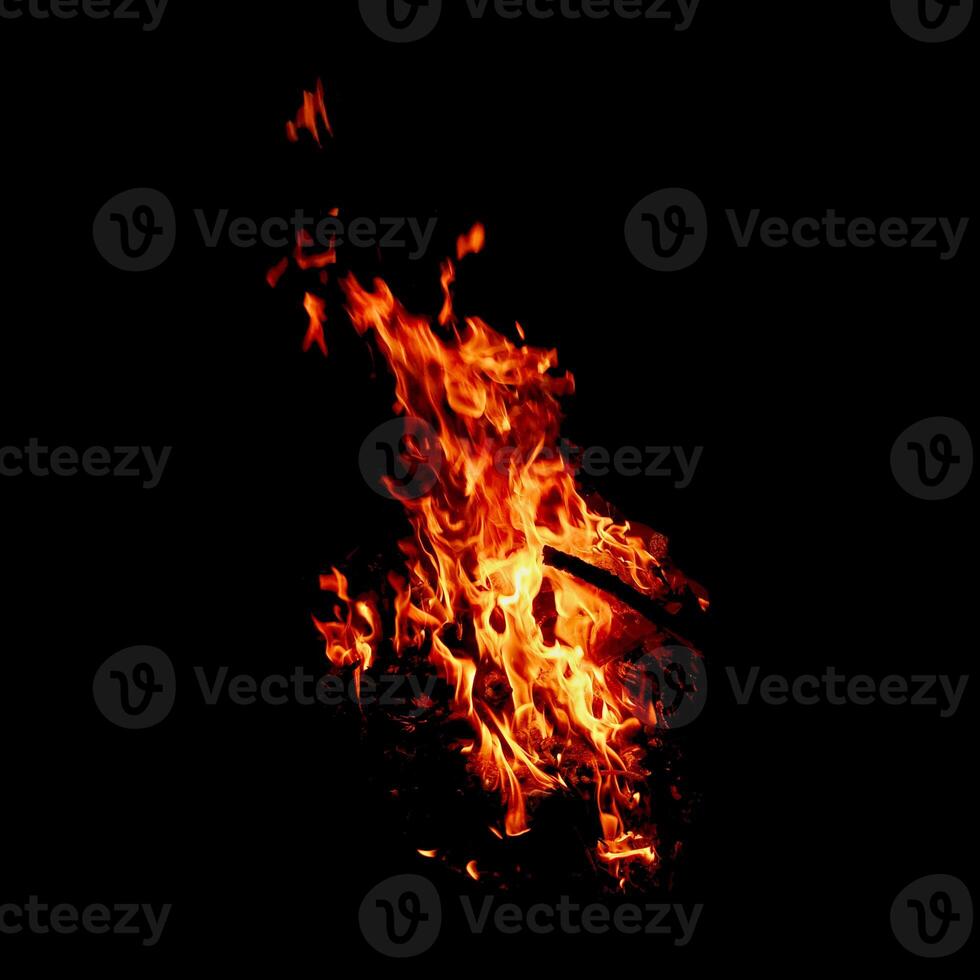 Fire of flame burning isolated on dark background for graphic design purpose photo