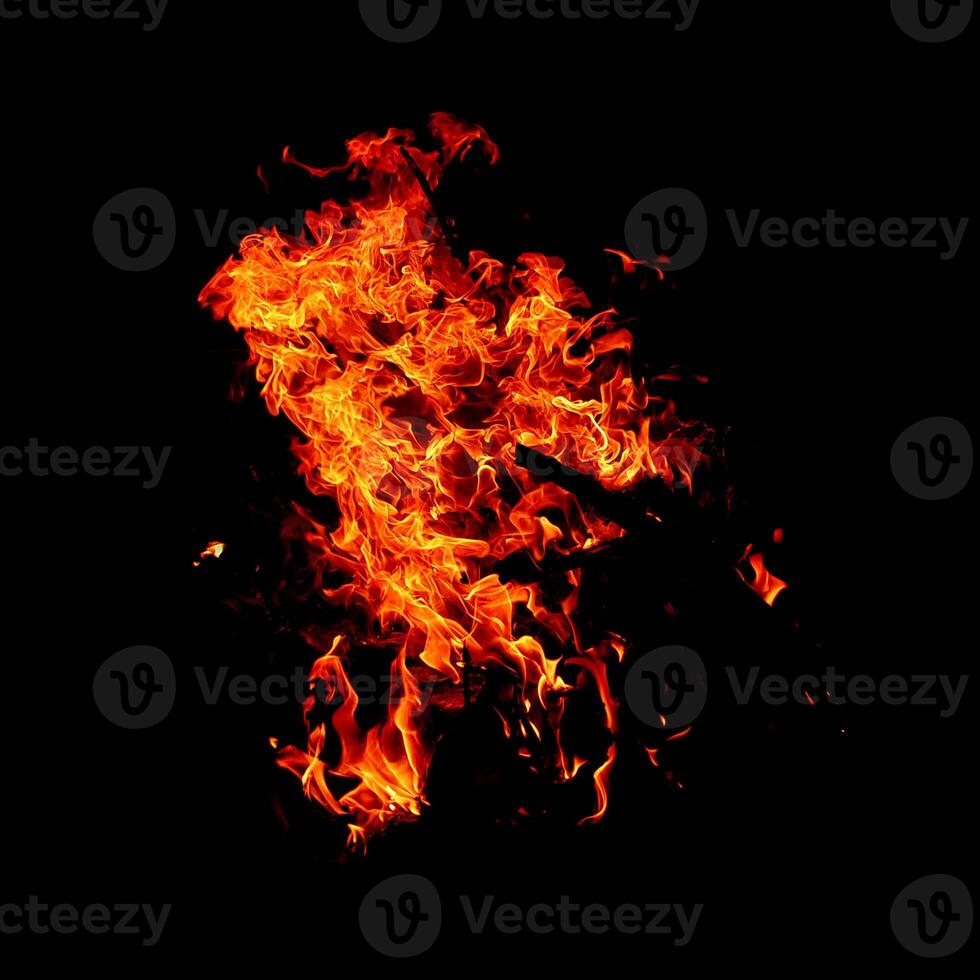 Fire of flame burning isolated on dark background for graphic design purpose photo