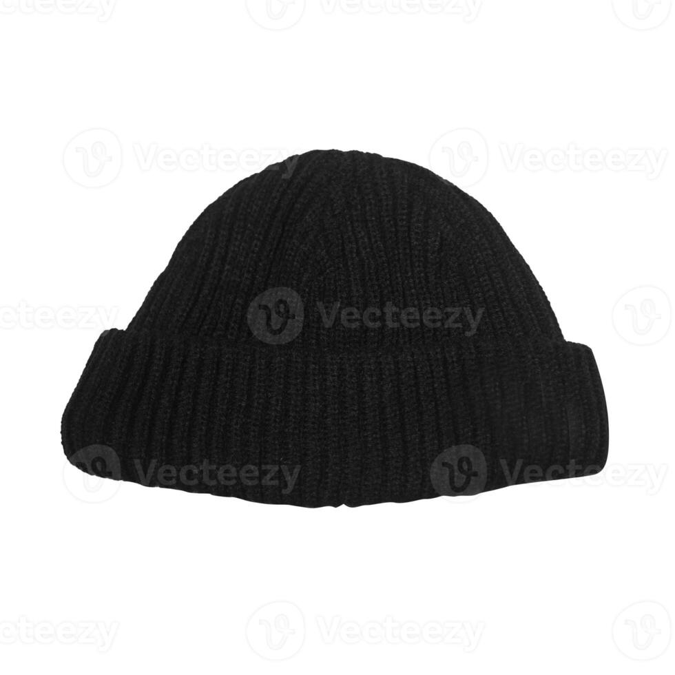 Blank beanie in black color in white background for mock up template isolated photo