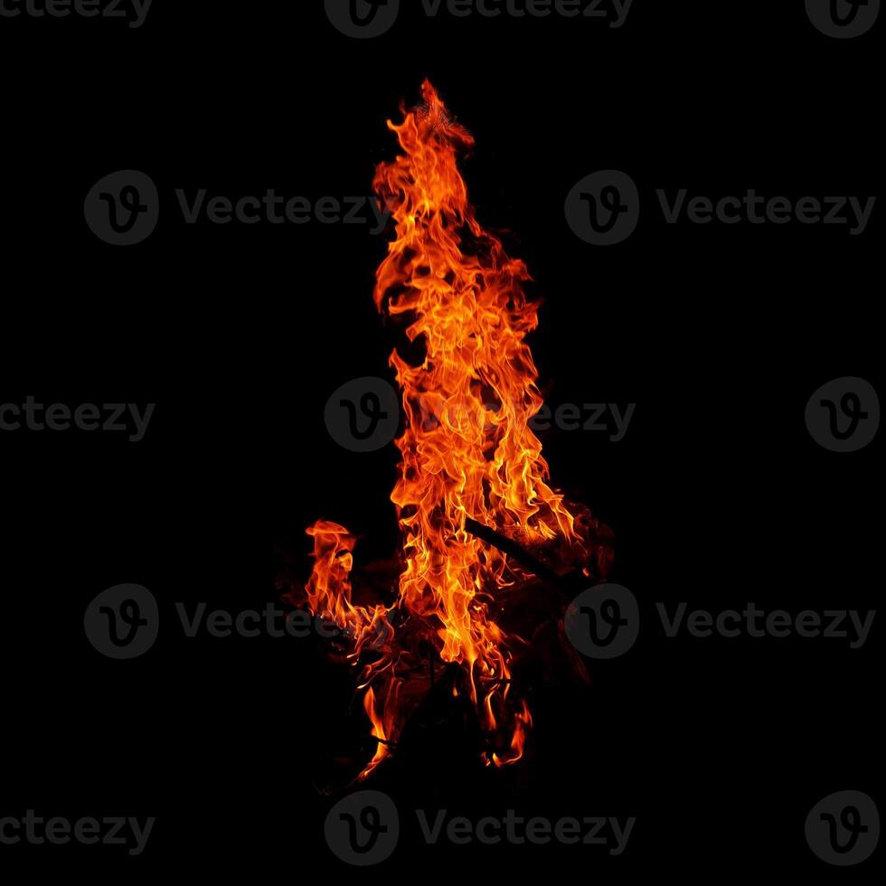 Fire of flame burning isolated on dark background for graphic design purpose photo